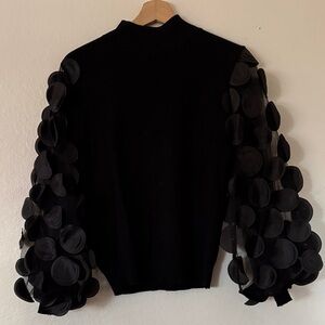 May By Shining Star Puff Sleeve Sweater in Black
